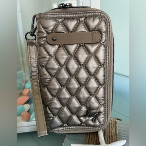 NWT Lug Tram RFID Zip Wallet in Metallic Walnut with detachable wristlet